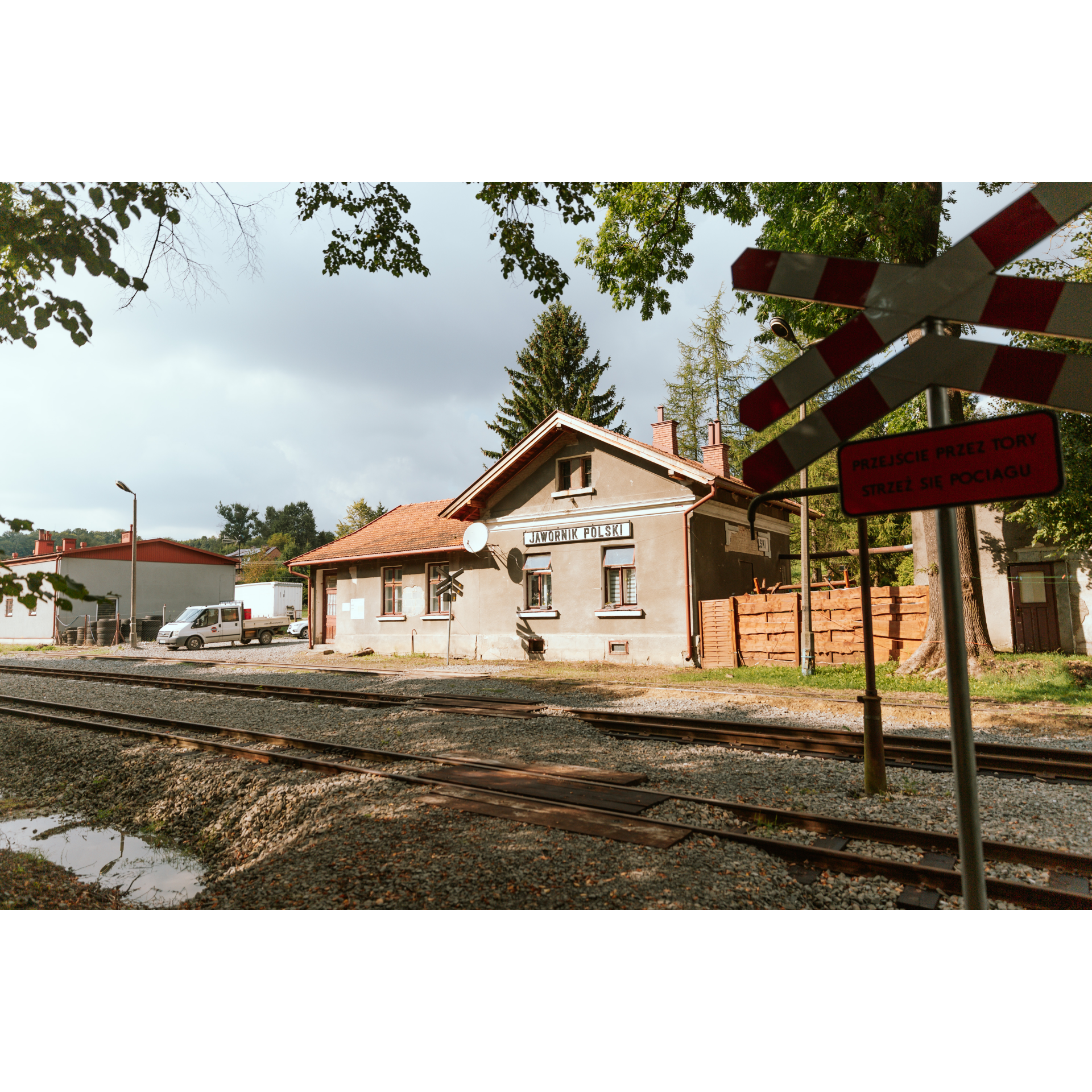 Train station and sign