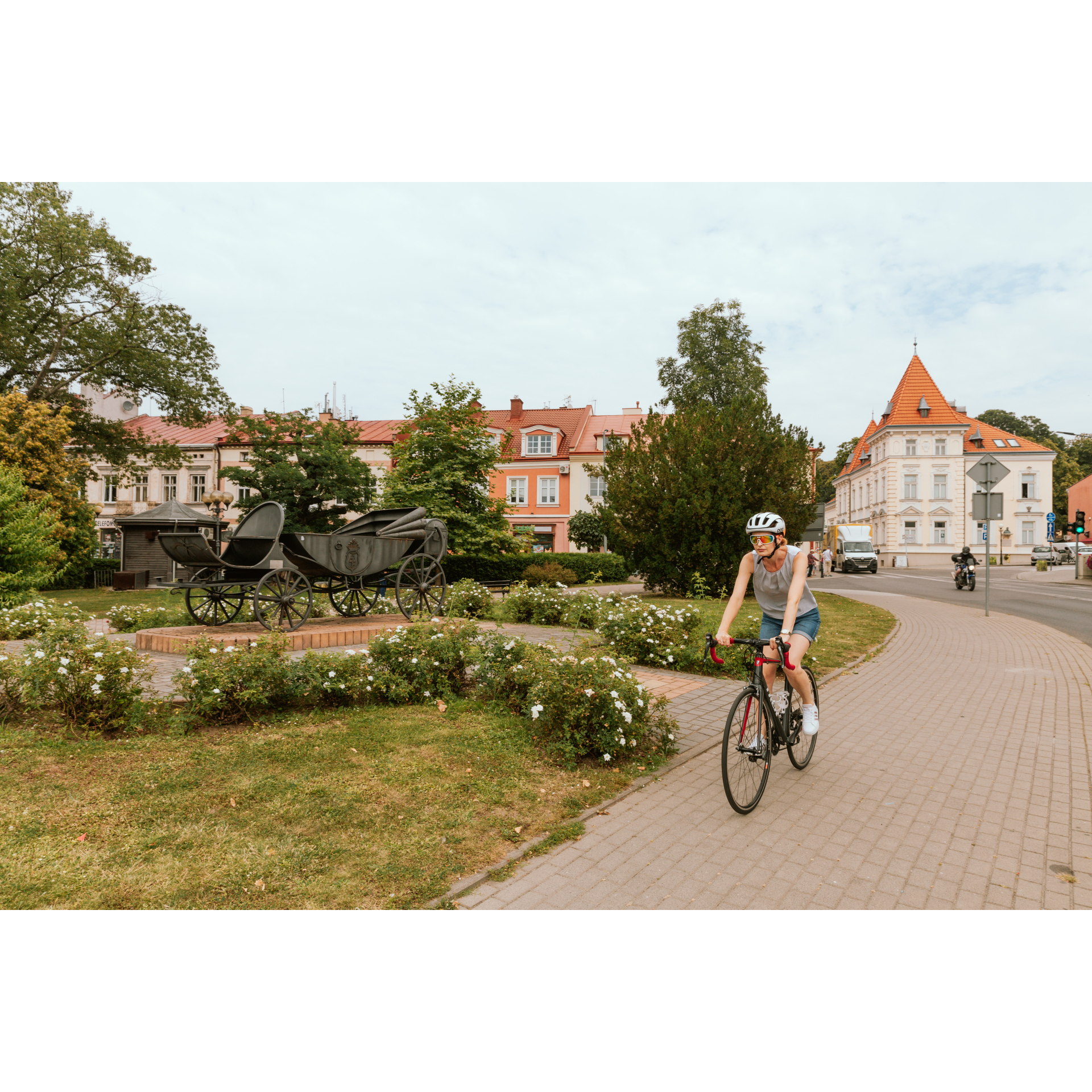 By bike through a small town