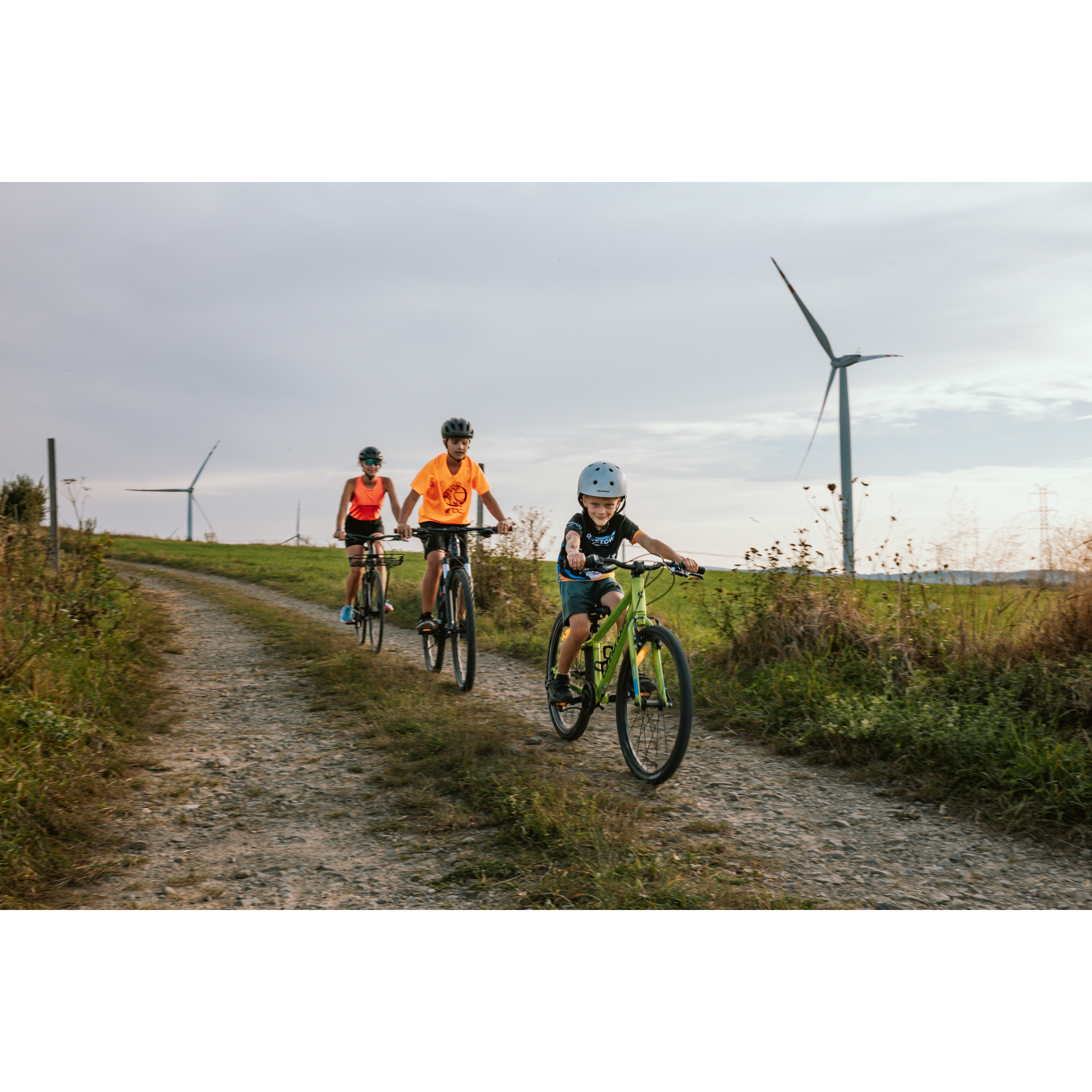 Bicycles between windmills