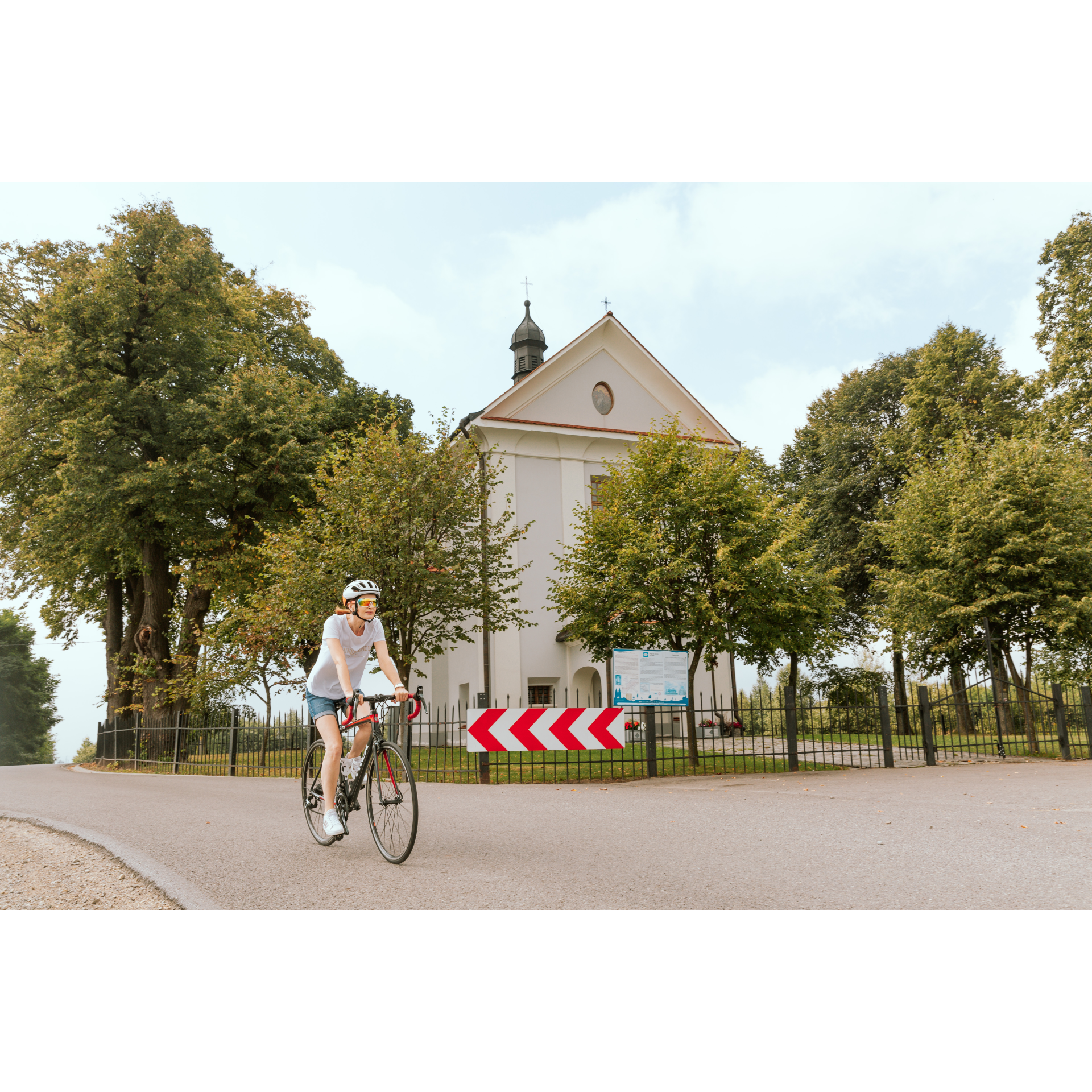 Cyclist and church
