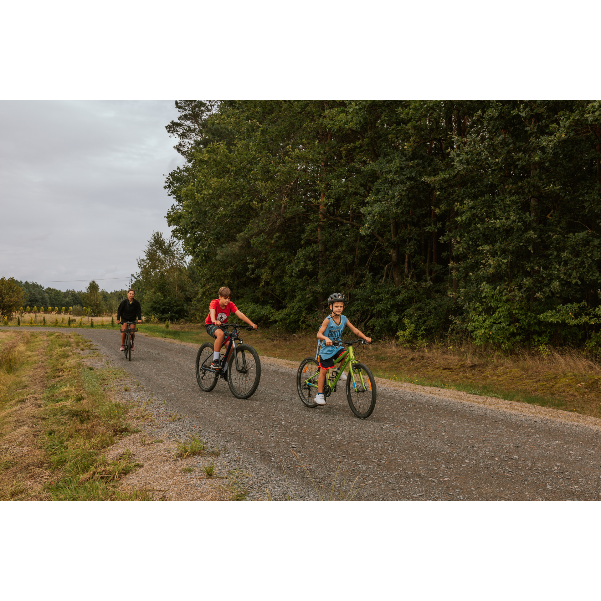 Cyclists on a dirt road