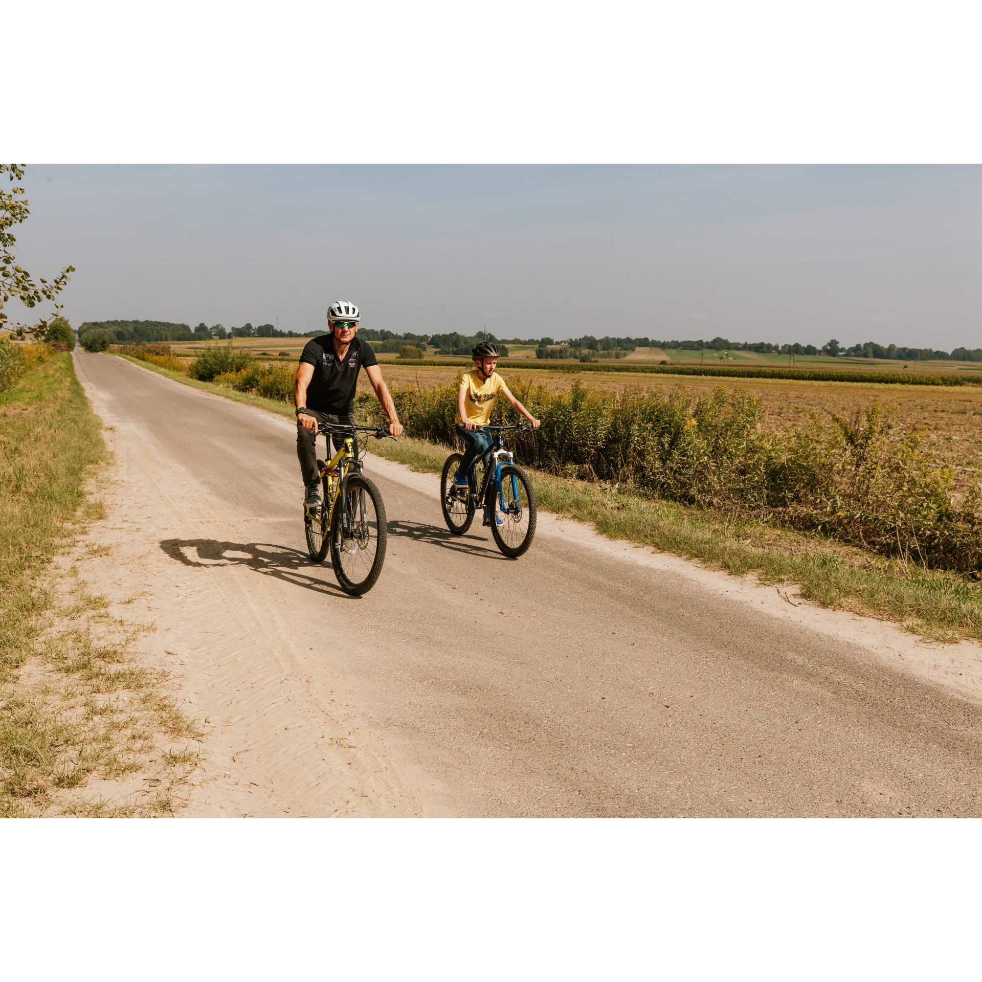Cyclists on a dirt road
