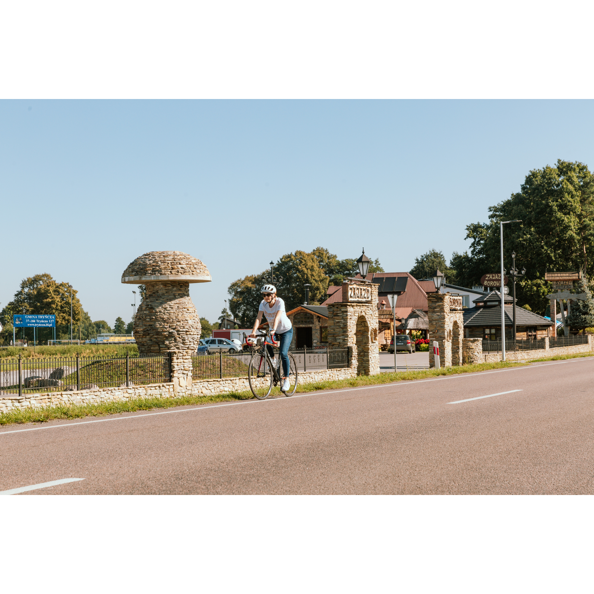 Cyclist and stone shore