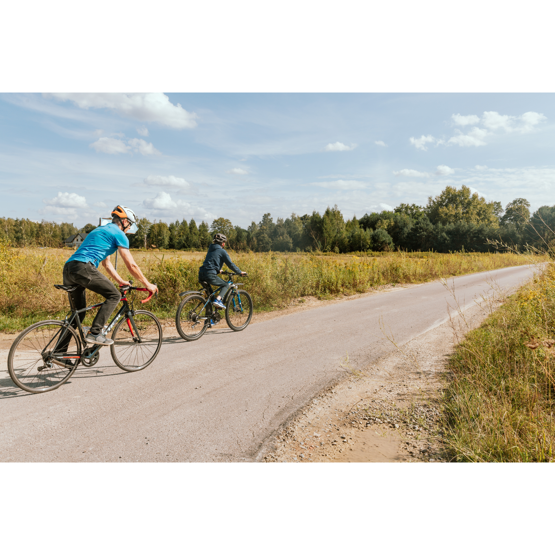 Cyclists on a dirt road