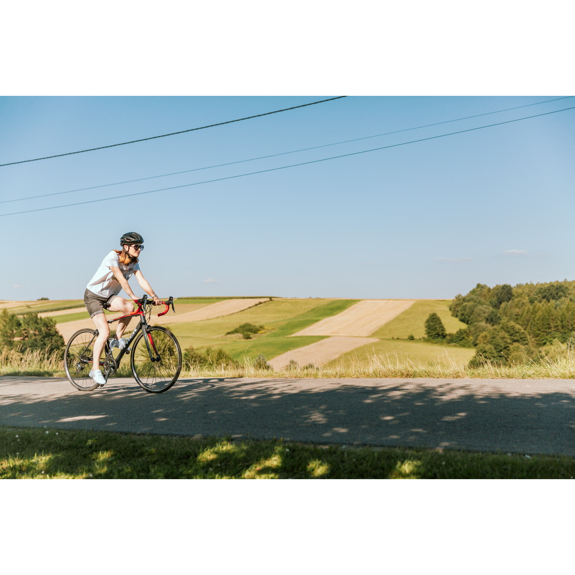 Cyclist on a dirt road