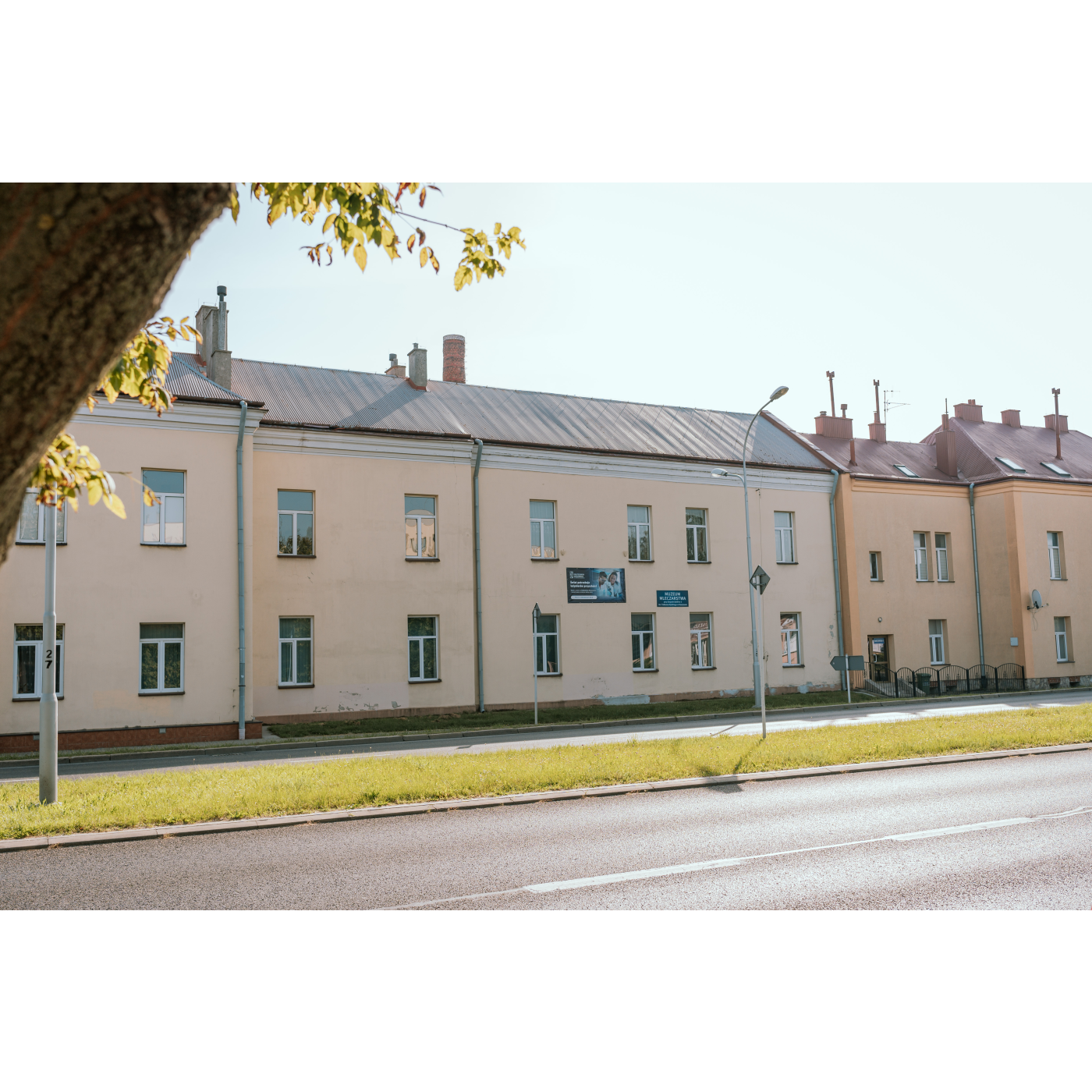 View from the street of a bright building